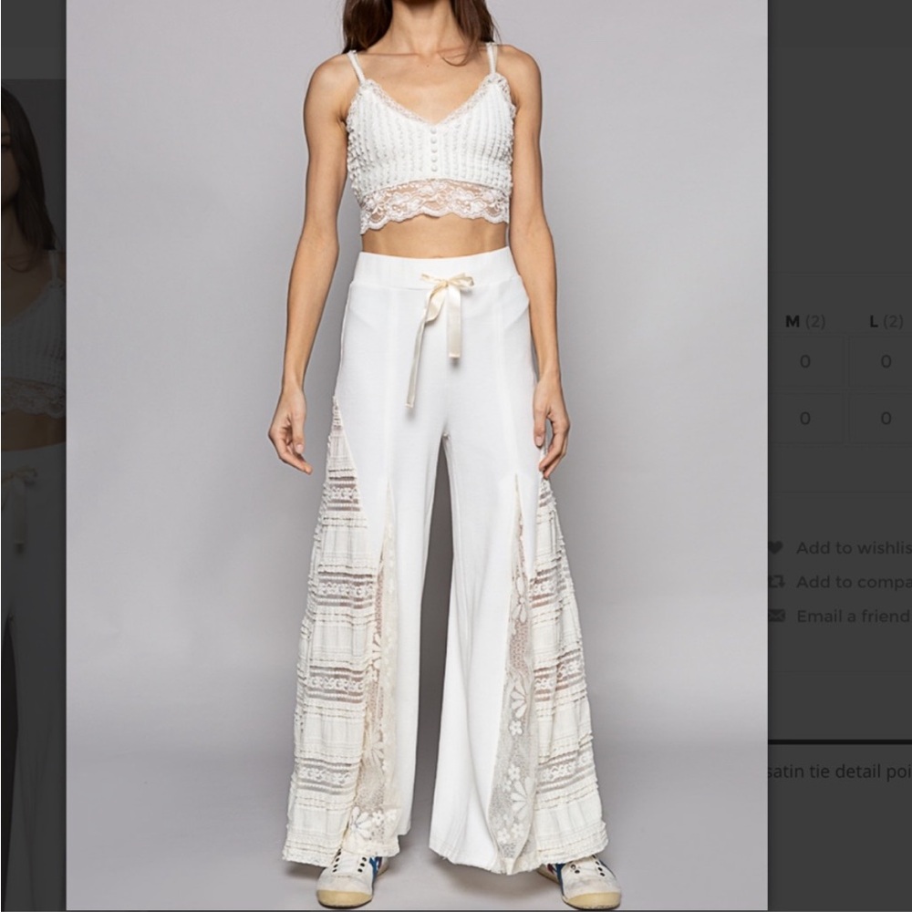 POL  Elegant White Lace Trimmed Pants nwot - Picture 5 of 8